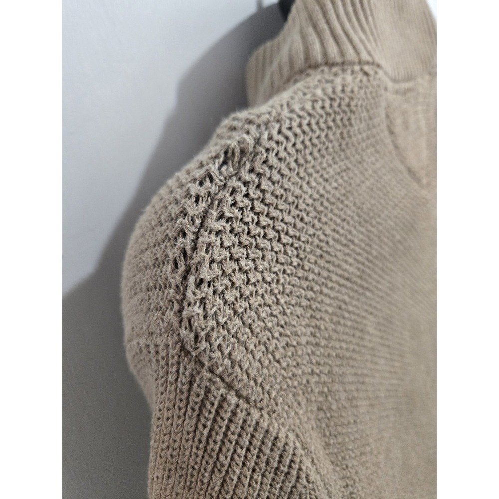 Tommy Hilfiger Men's‎ M Full Button Mock Neck Cardigan Sweater Tan Cotton Knit - Picture 7 of 7